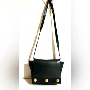 Salvatore Ferragamo navy blue vintage leather crossbody handbag